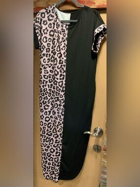 Half Leopard Print + Black Maxi Dress 6235012514